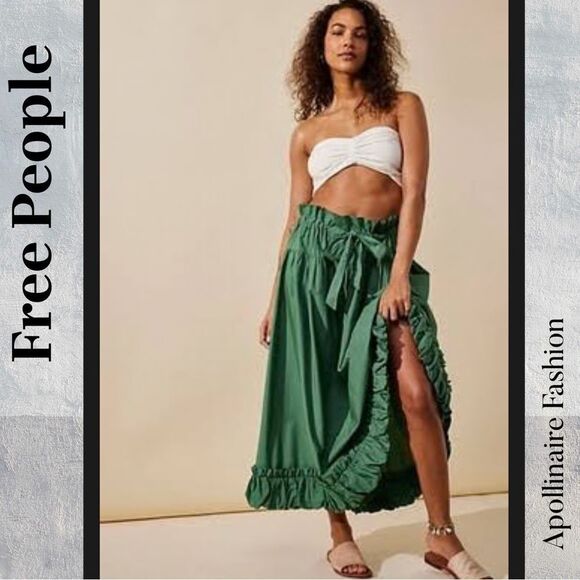 Free People Favorite Part MIDI Skirt in Mermaid Size XS New - Picture 1 of 4